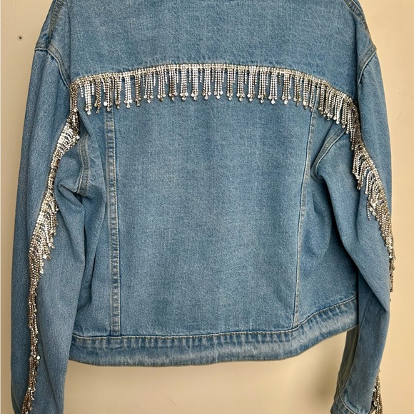 Superdown Raya Rhinestone Fringe Jean Denim Jacket - Picture 4 of 11